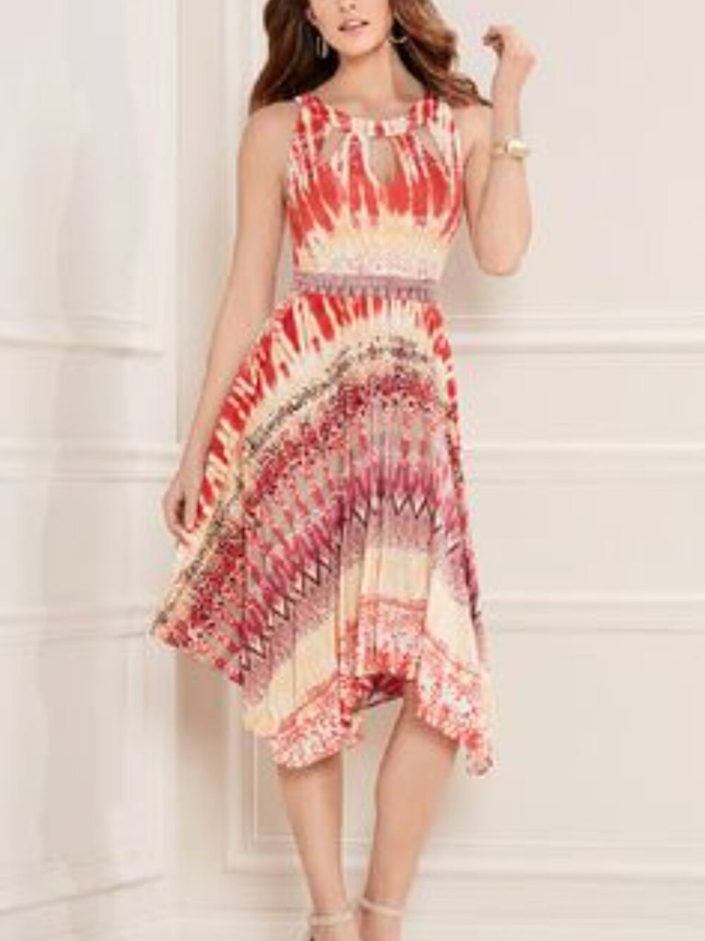 Soma Southwest Tie Die Bohemian Hippie Dress XL Festival Summer Handkerchief Hem